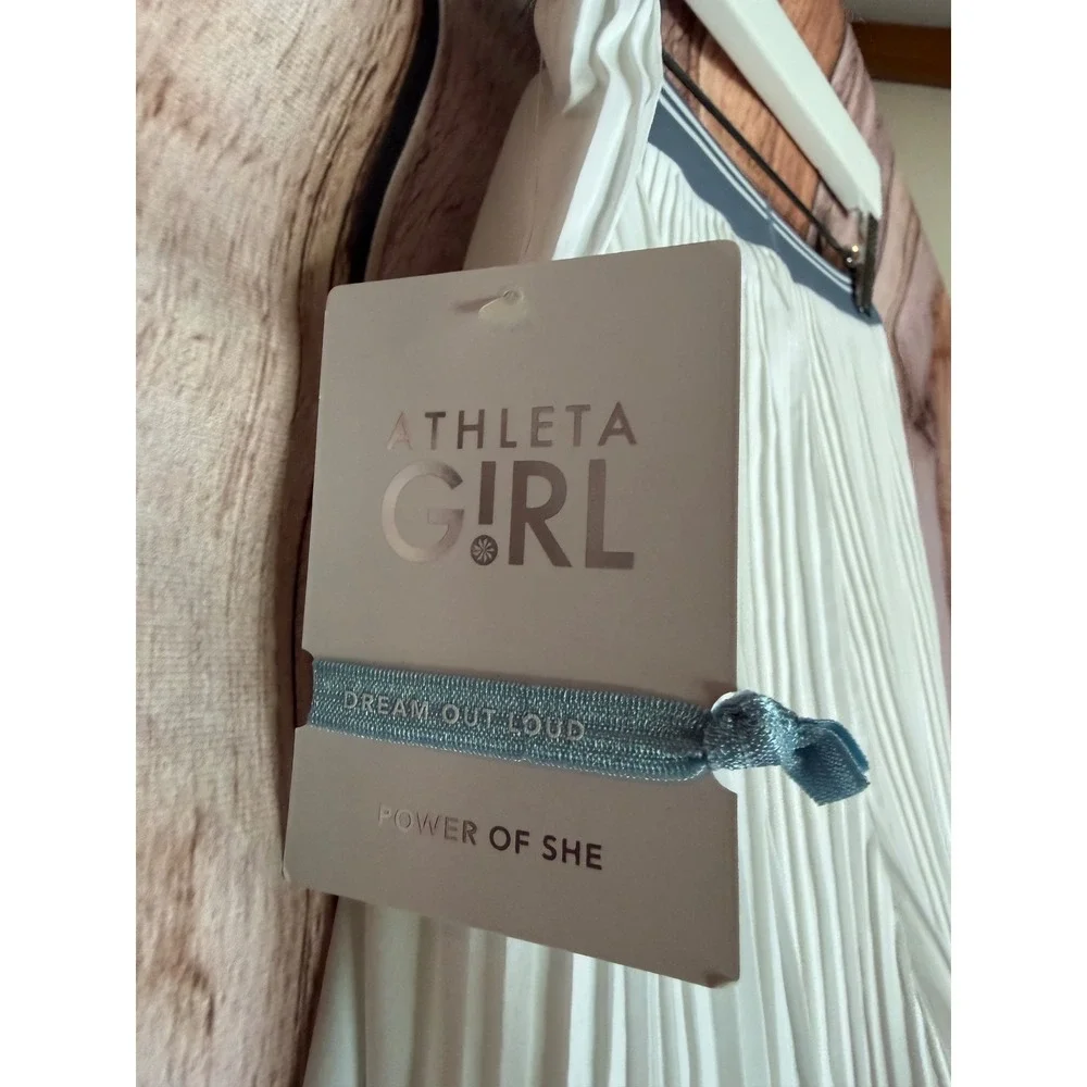 Athleta Girl Pleat Perfect Short Tennis Golf Sporty Pickleball White XL 14 NWT